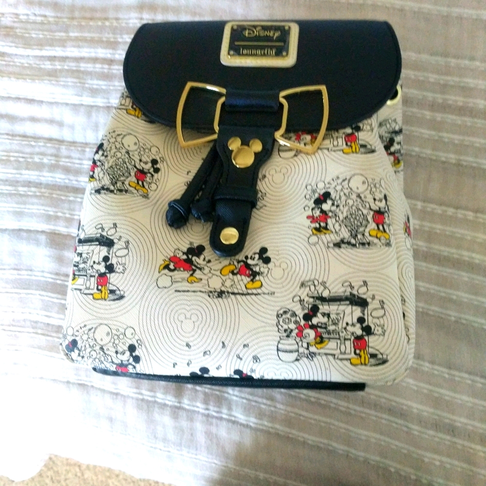 Mickey and minnie gold hardware bow loungefly